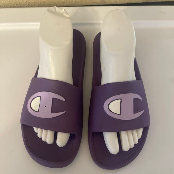 Unisex Slides Champion Sandals Women Size 9 Boys 7 Mint Purple - Picture 2 of 8